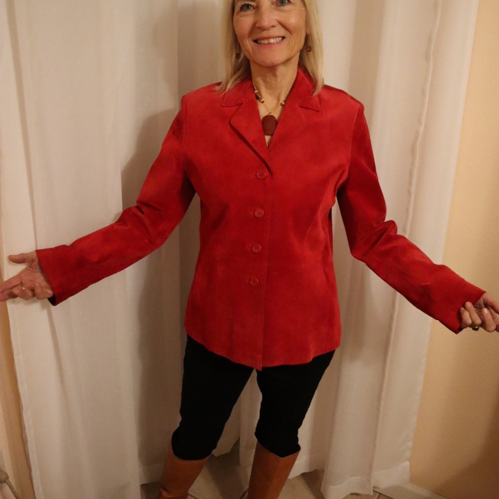 Women's Red Suede Blazer
